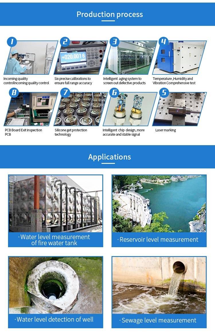 0-5V 4-20mA RS485 Water Level Measuring Measurement Sensor 0-5m Water Liquid Fuel Level Transducer