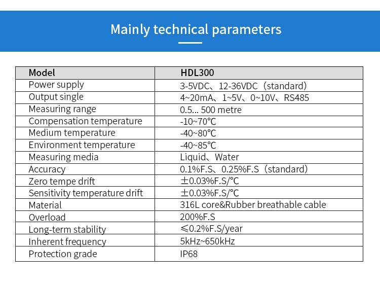 0-5V 4-20mA RS485 Water Level Measuring Measurement Sensor 0-5m Water Liquid Fuel Level Transducer