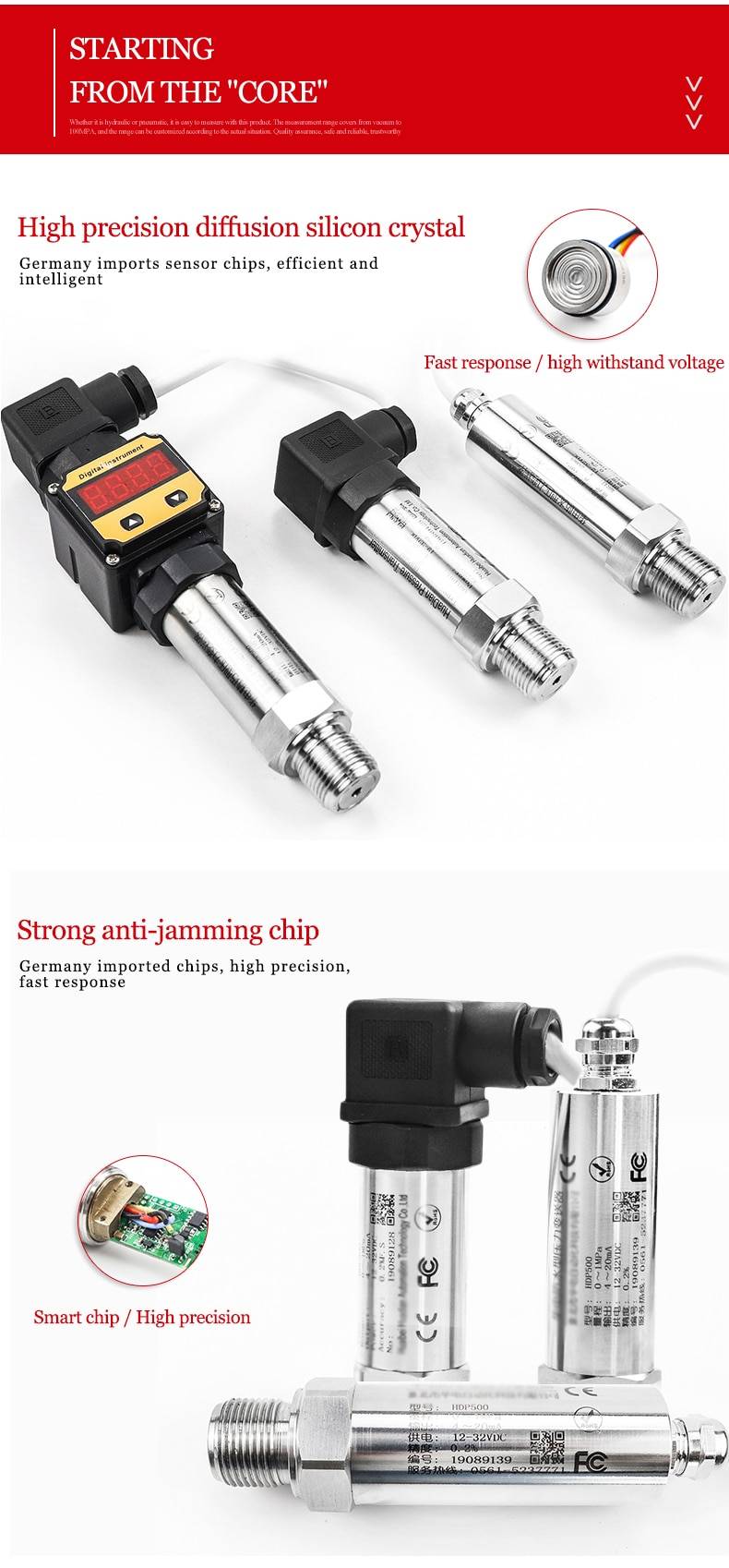 Waterproof 12V G1/2 Pressure Sensor Transmitter Pressure Transducer 1.2 MPa For Water Gas Oil