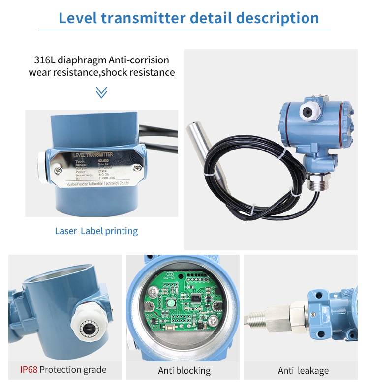 Digital  boiler water Diesel Fuel Tank Level Sensor 4-20mA Deep Well Water Level Meter